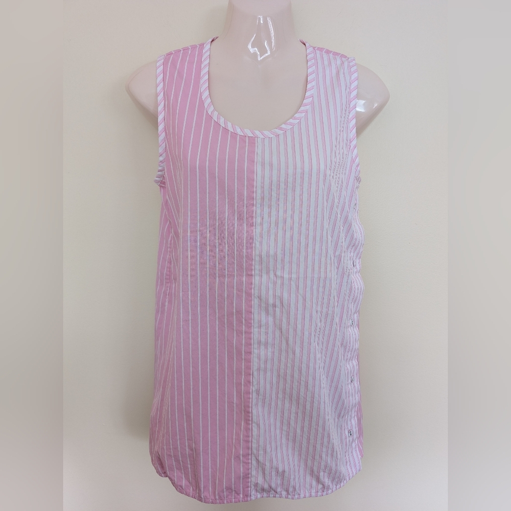 Victoria Beckham Triple Striped Tunic Top Pink And White 0